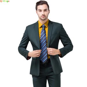 Pants Dark Green Suit Twopiece Men Fashion Slim Dress Jacket and Pants Wedding / Party Men Blazer Coat+Trousers Red Blue Black M5XL