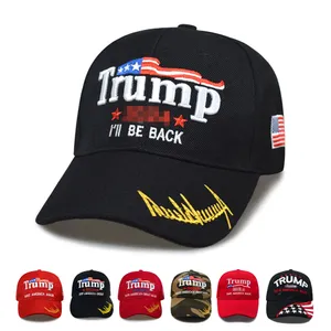 Hat Men's American Flag Embroidered Baseball Cap Peaked Cap Outdoor Trump 2024 Summer Sun Protection Hat Hard Top