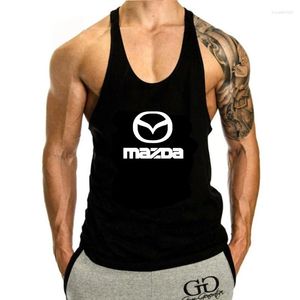 Tanques masculinos 2024 Mazda Car Printing Logo Primavera Outono Alta Qualidade Algodão Top Homens Esportes