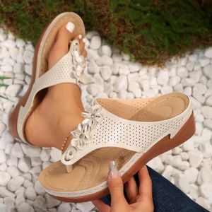 Women Platform Sandals Beach Casual Wedges Flip Flops Premium Orthopedic Open Toe Big Antislip Outdoor PU Leather Shoes 240228