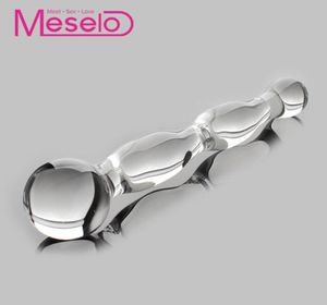 Meselo Crystal Glass Dildo Anal Beads Butt Plug Women Masturbator Personlig Massager GSpot Stimulering Vuxen Sex Leksaker för kvinnor Y13649630