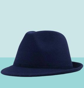 Czapki bezskullowe proste białe wełny kowbojski jazz cap trend trilby fedoras kapelusz panama czapki chapeau zespół dla mężczyzn Women 5658C6488405