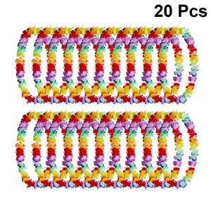 Flores decorativas 20 pcs luz colorida havaiana lei artificial flor colar clássico guirlanda tropical luau festa pescoço loop favores praia