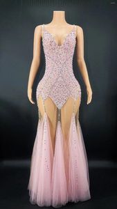 Vestidos casuais mulheres sexy 8 cores palco strass transparente noite aniversário celebrar traje vestido