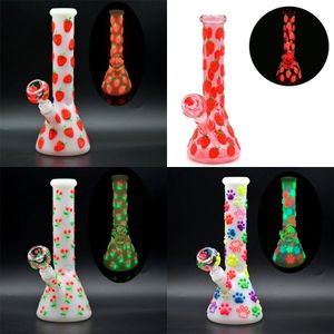Vintage luminous glowing in the dark Glass Bong Dab Rig Water Hookah Smoking Pipe 13inch height Original Glass Factory made can put customer logo by DHL UPS CNE