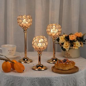 Lätt lyxig kristallljusstake bröllopsfest bordsdekorationer europeisk stil vardagsrum levande ljus middag ornament