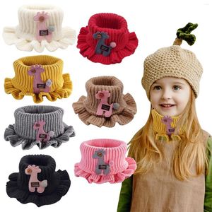 Scarves 7 Colors Warmer Baby Knitted Scarf Cartoon Giraffe Ruffle Neck Girls Kids Warm Collar Circle Outdoor Winter Scarfs