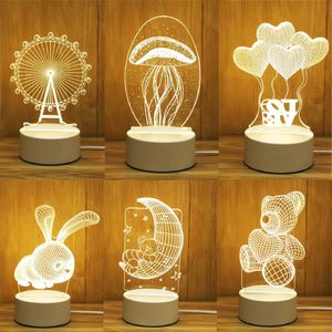 Romantische Liebe 3D Acryl Led Lampe für Zuhause Kinder Nachtlicht Hochzeit Dekoration Geburtstag Party Valentinstag Nachttisch 240219