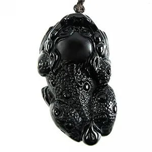 Ciondoli Koraba Fine Jewelry C1lint7785631 Talismano di ossidiana Truppe coraggiose Animale fortunato Foo Dog Lion Beast Collana pendente