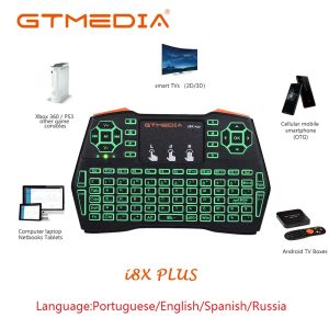 Klawiatury Hot GTMedia i8x Plus bezprzewodowe 2.4G Klawiatura angielska hiszpańska portugalska mysz powietrza do Android TV Box GTC x96 PS3 PC Mac