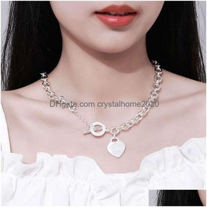 Anynecklace T halsband Kvinnokedja Fashion Jewelry Heart-Shaped Pendant Drop Delivery Dh2H7