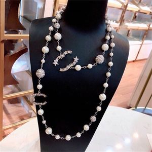 Herbst und Winter Pullover Kette C Designer Halskette für Dame Perlenketten Marke Gold Kristall Luxus Schmuck Cclies Frauen Lange Kette 456