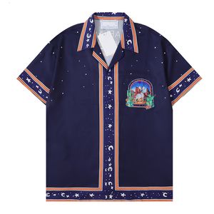 24 Camicia hawaiana a maniche corte da uomo Camicie casual a righe da bowling con bottoni floreali alla moda Camicia elegante estiva da uomo