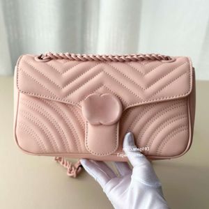 24ss tasarımcı çanta kadın omuz çantası gerçek deri dalga desen zinciri crossbody çanta klasik marmont flip çanta kutu