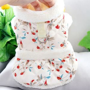 Parkas Sweet Flowers Dog Vests Winter Cotton Pet Dog Clothes For Small Dogs Coats Puppy Jacket Yorkshire Terrier Clothing Chihuahua Cat