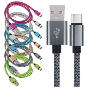 1m 3ft Tip C Hızlı Şarj Kablosu Örgülü Mikro USB C Kablosu USB 2.0 Samsung Xiaomi LG Android 2M 3M için Veri Kablosu