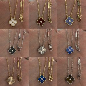 Kleeblatt-Halskette, modischer Charme, einzelne Blume, 15 mm, Luxus-Diamant-Achat, 18 Karat Gold, Designer-Damenhalskette