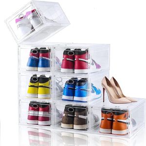 Foldable Acrylic Plate Shoes Storage Box Space Saving Stackable Thickened Shoe Sneaker Storage Organizer Case Easy To Assembly 240229