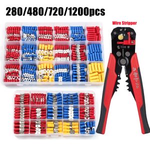 Kontroller 280/1200X Electric Lug Connectors Wire Crimp Terminaler Isolerade Spade Connector Butt Ring Fork Set Ring Terminal Wire Stripper