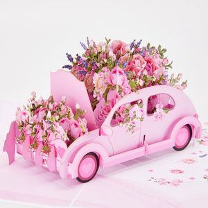 Valentinstagskarten schöne Blumen Caravan Grußkarte Valentinstag Geschenk für Frau Paar Freundin Popup 3d 240301