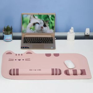 Pads Cute Cat Mouse Pad Desk Mat Wrist Rest Keyboard Pad Wrist Support Mouse Pad Girl Women Office Wrist Rest NonSlip Table Mat