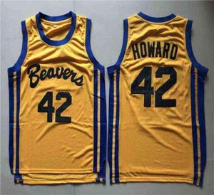Mens Teen Wolf Scott Howard 42 Beacon Beavers Basketball Jerseys Yellow Movie Stitched Shirts SXXL6666989