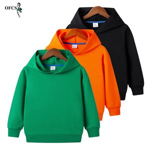 2-12 Years Childrens Hoodies Girls Kids Boys Clothing Spring Plus Size Solid Tops Sweatshirts Western Style Cotton Hooded 240301