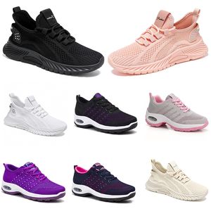 New Men Women Shoes Hiking Running Flat Shoes Soft Sole Fashion Purple White Black Comfortable Sports Color Blocking Q18-1 GAI