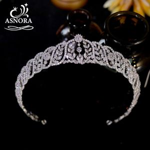 Cyrkon wydłużony korona dla kobiet opaska na głowę 3a cz małże luksusowe didema ślubna pasma do włosów biżuteria do włosów A01601 240301