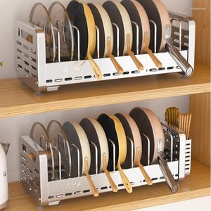 Kitchen Storage Stainless Steel Retractable Pot Rack Shelf Cabinet Built-In Under Sink Adjustable