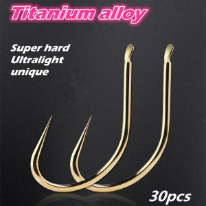 Fishhooks Orijinal Japonya Süper Balıkçılık Kancaları Barbless 30pcs 2 Çanta Titanyum Alaşım Keskin/Işık/Sert Altın Fishooks Sazan İğne Besleyici Aracı