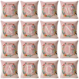 Travesseiro Rosa Letras Capa 45x45cm Linho Fronha Decorativa Sofá S Almofadas Nordic Home Decor Casos