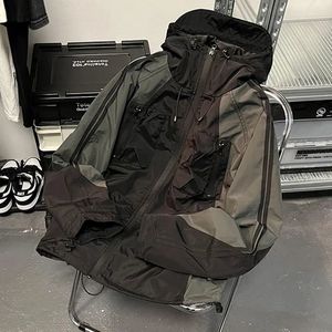 Deeptown Streetwear Techwear Jacket Kvinnor Windbreaker Vintage Anorak Harajuku Oversize Zipper Hooded Korean Reviews många kläder 240226