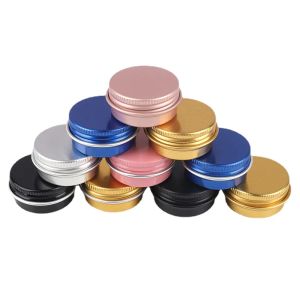 Garrafas 30pcs redondas latas de metal de alumínio recipientes de armazenamento com tampas superiores de parafuso para chá cosméticos bálsamo labial salvas velas cuidados com a pele