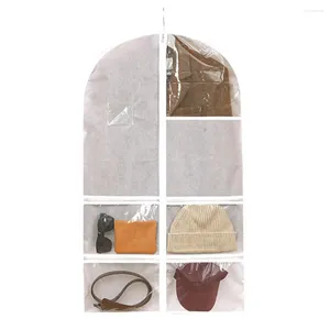 Ящики для хранения влажно-защищенной сумки Прозрачная одежда, висящая с мульти-карманами на молнии для одежды