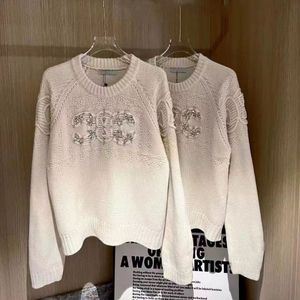 Indústria pesada maré incrustada de diamantes marca pulôver suéter de mangas compridas feminino outono e inverno nova moda Joker suéter europeu de alta qualidade