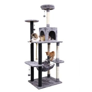 Scratchers 9 Kind Cat Toy Scratching Post för Cat Wood Climbing Tree Jumping Training Frame Cat Furniture Cat House Condo Inhemska leverans