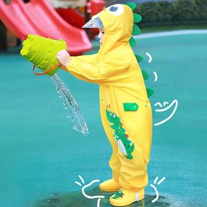 childrens raincoat Onepiece Cartoon Dinosaur Gear Gear Ristergarten Baby غير متاح بونتشو 240226