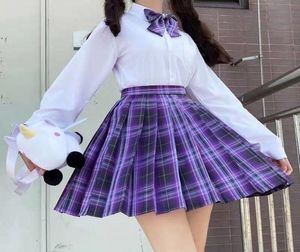 Gonna a pieghe scozzese sexy da donna uniforme da scuola a vita alta nera mini femminile Jk Kawaii carino corto s 2206231762930