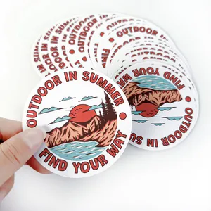 Özel Logo Baskı Yuvarlak Çıkartma Yapıştırıcı Su Geçirmez Vinil Daire Çıkartmaları Düşük MOQ için kendi tasarımınızla etiketler