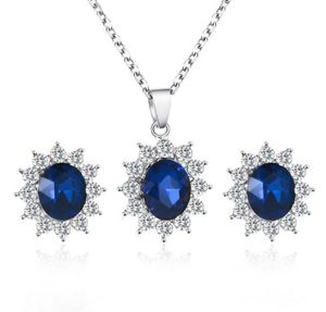 Fashion Bridal Wedding Jewelry Set Crystal Stud Earrings Necklace SetCubic Zirconia Pendant Necklace for Women3217037