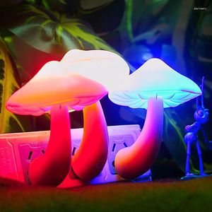 Night Lights LED Light Mushroom Shape Wall Socket Lamp EU US Plug Bedroom Green Blue Red Baby Sleeping Home Decoration