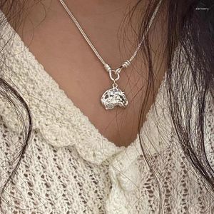 Pendants VENTFILLE 925 Sterling Silve Liquid Lava Irregular Texture Necklace Snake Bone Chain Korean Jewelry Birthday Gift Drop