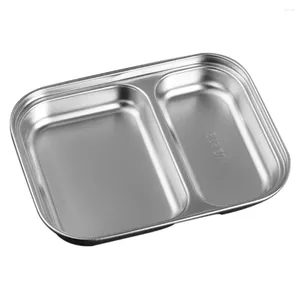 Dinnerware Sets Stainless Steel Dinner Plate Compartment Portion Tray Sectioned Plates Korean