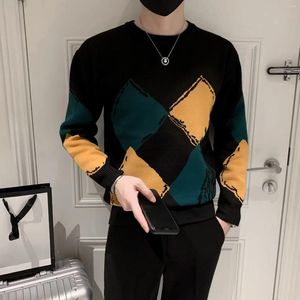 Maglioni da uomo Abbigliamento da uomo Colletto tondo a rombi lavorato a maglia per uomo Girocollo Pullover neri A Maglieria Over Fit Top in maglia X