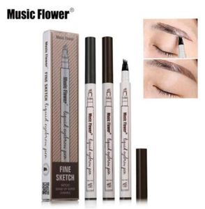 1 pçs música flor caneta de sobrancelha à prova dsmágua manchas maquiagem esboço fino líquido sobrancelha caneta tatuagem super durável olho Brow8534360