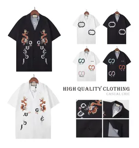 Camisa masculina designer camisa moda masculina camisa de seda de alta qualidade masculina magro ajuste camisa de manga curta masculina e feminina camiseta 03