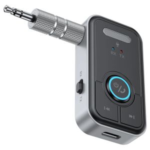 Altoparlanti 2in1 Bluetooth 5.3 Ricevitore audio Trasmettitore Adattatore wireless stereo per auto Vivavoce Jack AUX da 3,5 mm per altoparlante per cuffie TV PC
