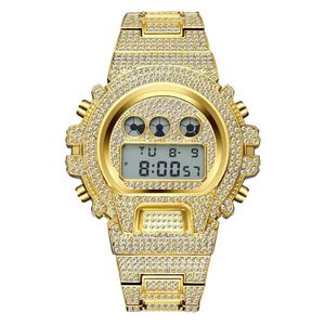Mrożone diamentowe zegarek Luxury LED Digital Mens Watches Waterproof Sportswatch Man Mash