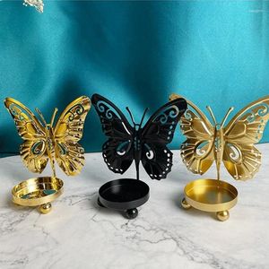 Candle Holders Wrought Iron Butterfly Holder Metal Candlestick Party Background Decoration For Wedding Holiday Y5GB